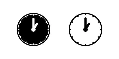 A one oclock analog clock icon, versatile for indicating lunch break, early.. Stock Illustration