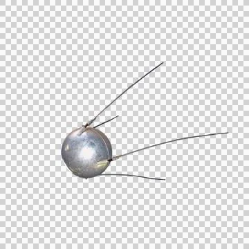 One old Soviet space satellite on a white background. Stock Photos