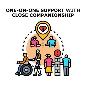 One on one care and relationship support concept Stock Illustration