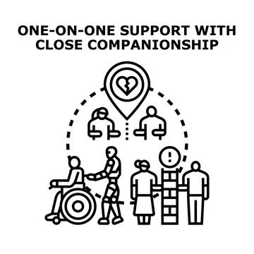 One on one care and relationship support concept Stock Illustration