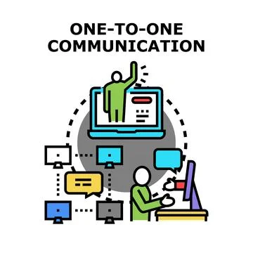 One to one communication concept connecting people online Stock Illustration