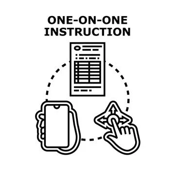 One on one instruction digital coaching learning concept Illustrazione stock