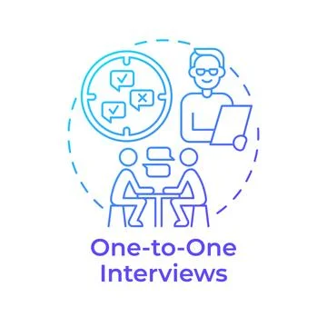 One-to-one interviews blue gradient concept icon Stock Illustration