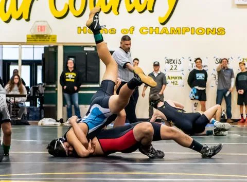 One on one matchup between two grapplers. Stock Photos