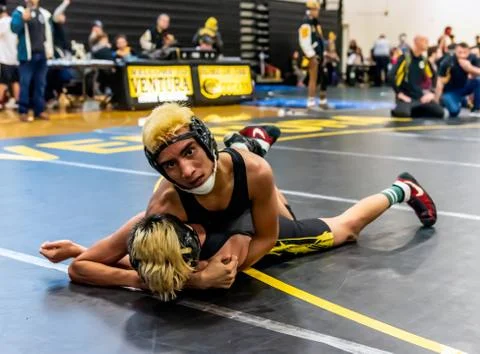 One on one matchup between two grapplers. Stock Photos