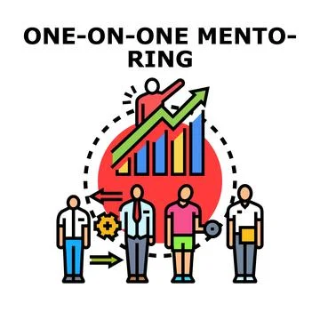 One on one professional mentoring developing career growth success Stock Illustration