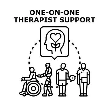 One on one therapist support for diverse individuals Stock Illustration