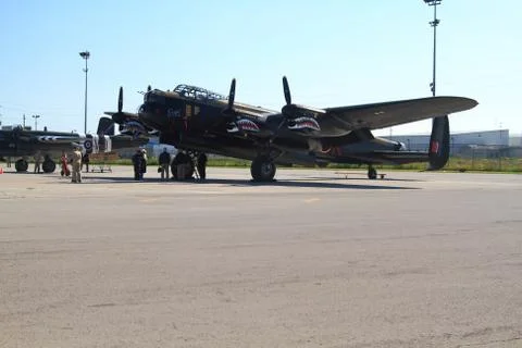 One of only two flying in the world lancaster and crew Stock Photos