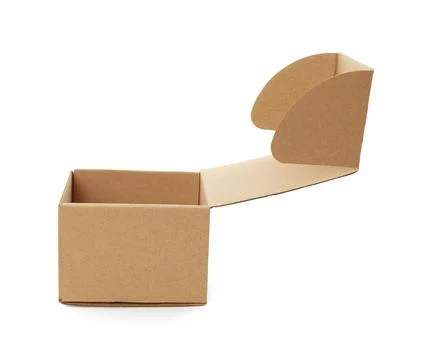 One open cardboard box isolated on white. Mockup for design 库存照片