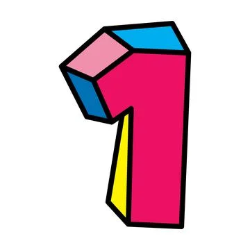 One or number 1 vector logo colorful playful design illustration Stock Illustration
