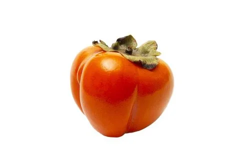 One orange persimmon on a transparent background. Isolate on a transparent .. Stock Photos