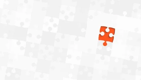 One Orange Piece Grey Puzzles - Vector Jigsaw Stock Illustration