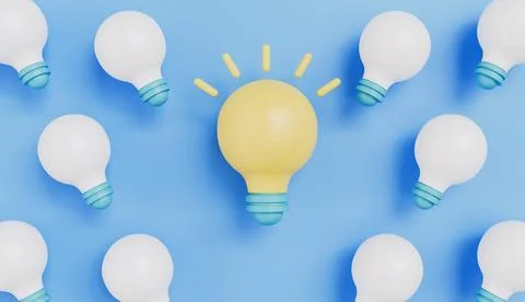 One out unique idea light bulb, Concept and solution light bulb icon set Stock Illustration