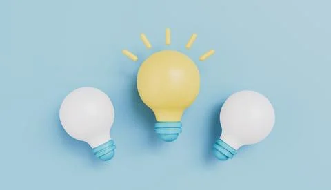 One out unique idea light bulb, Concept and solution light bulb icon set Stock Photos