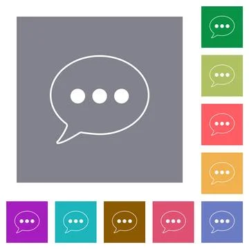 One oval active chat bubble outline square flat icons Stockillustratie