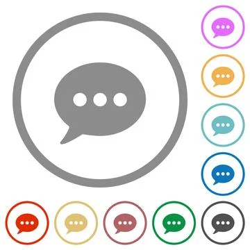 One oval active chat bubble solid flat icons with outlines Illustrazione stock