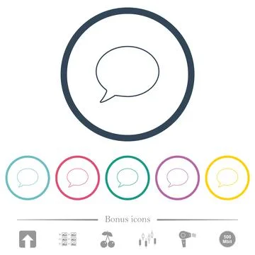 One oval chat bubble outline flat color icons in round outlines Illustrazione stock