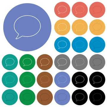 One oval chat bubble outline round flat multi colored icons Stock Illustration