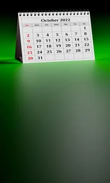 One page of the annual business desk monthly calendar with blank background. Stock Illustration