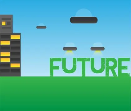 One page web design template with thin line icons of green city eco technology Stock Illustration