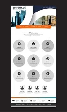 One Page Website Design Kit for Your Business with Skyscraper Image, City View Stock Illustration