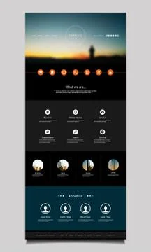 One Page Website Template with Blurred Background - Man Standing in the Hilltop  Stock Illustration