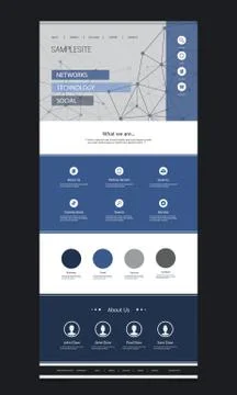 One Page Website Template with Cloud Computing and Networking Header Design Stockillustratie