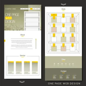 One page website template design Illustrazione stock