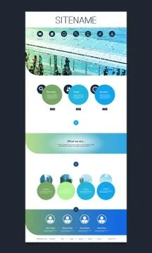 One Page Website Template with Header - Rainy Street and Riverside Concept Theme Stock Illustration