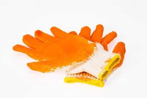 One pair of gloves orange Foto stock