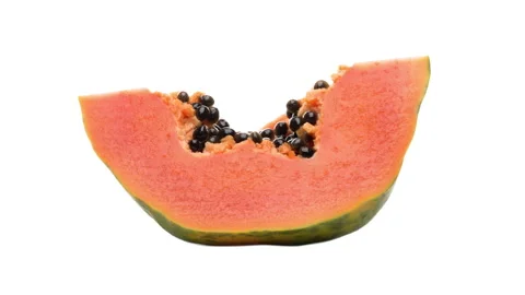 One papaya slice rotating on white background. Vídeo Stock 169839120