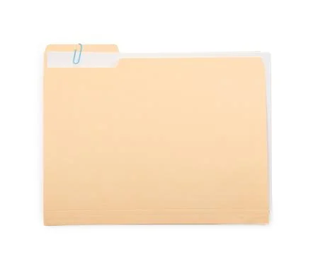 One paper file folder isolated on white, top view Stock Photos