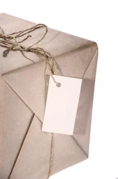 One parcel isolated on white Foto stock