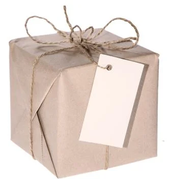 One parcel isolated on white Foto stock