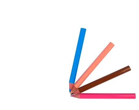 One pattern made with four different colored wood pencil crayons on white pap Stock Photos