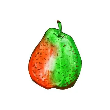 One pear isolated on a white background. Stock Illustration