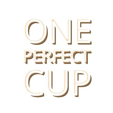ONE PERFECT CUP bold typography cutout with multi layer perspective shadow depth Stock Illustration