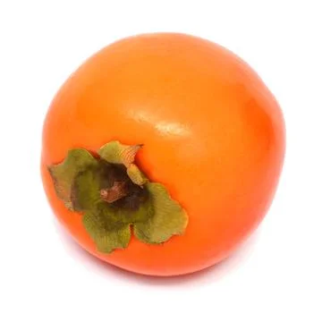One persimmon macro isolated on white background Stock Photos