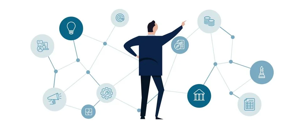 One person company where a single business owner uses integrated artificial 库存插图