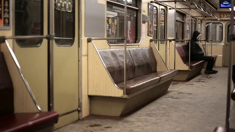 One person in empty subway car Stock Footage 72871366