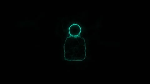 One person icon with plexus effect. Connected lines with dots. Lines plexus Stock Footage 169300718