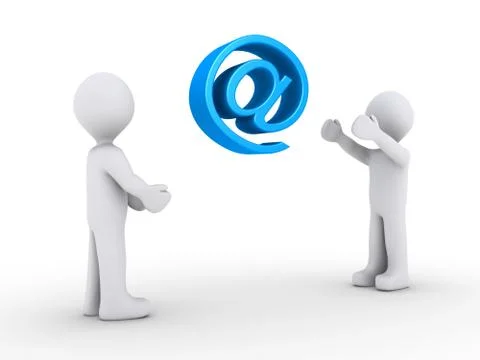 One person is throwing e-mail symbol to another Stock Illustration