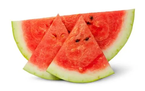 One piece and two segments of ripe watermelon Stock Photos