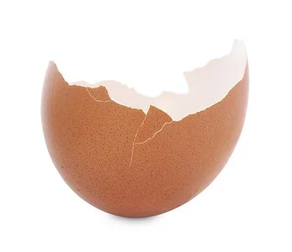 One piece of broken eggshell isolated on white Foto stock