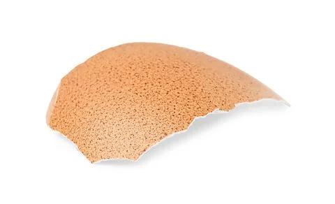 One piece of broken eggshell isolated on white Foto stock
