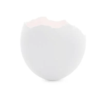 One piece of broken eggshell isolated on white Foto stock