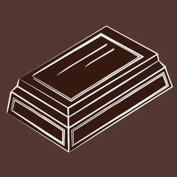 One piece of chocolate on brown background Stock Illustration