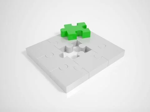 One piece completing the puzzle Stock Illustration