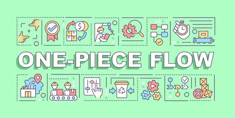 One piece flow word concepts green banner Stock Illustration