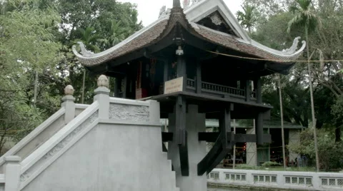 The One Pillar Pagoda (Chua Mot Cot) in Hanoi Vietnam Stock Footage 48242538